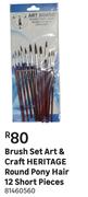 Heritage Round Pony Hair 12 Short Pieces Art & Craft Brush Set