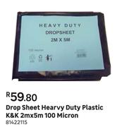 K&K Drop Sheet (heavy Duty Plastic) 2m x 5m 100 Micron 81422115