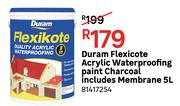 Duram Flexicote Acrylic Waterproofing Paint Charcoal Includes Membrane 81417254-5L