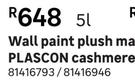 Plascon Wall Paint Plush Matt Low Odour Cashmere White-5Ltr