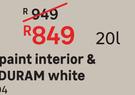 Duram Wall & Ceiling Paint Interior & Exterior Matt White-20Ltr