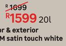 Duram Wall Paint Interior & Exterior Mid-Sheen Satin Touch White-20Ltr