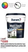 Duram Wall Tech White Low Sheen Interior & Exterior Wall Paint 81417283-20L