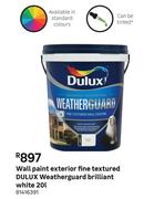 Dulux Weatherguard Brilliant White Fine Textured Exterior Wall Paint 81416391-20L