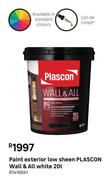 Plascon Wall & All White Low Sheen Exterior Paint 81416841-20L