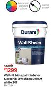 Duram White Low Sheen Interior & Exterior Walls & Trims Paint 81417151-20L