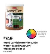 Plascon Woodcare Clear Water Based Suede Exterior Wood Varnish 81416945-5L 