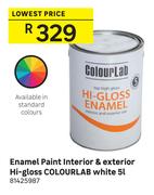 Colourlab White Hi-Gloss Interior & Exterior Enamel Paint 81425987-5L