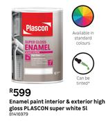 Plascon Super White High Gloss Interior & Exterior Enamel Paint 81416979-5L