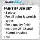 Chamber Value Paint Brush Set 3 Piece