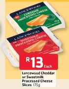 Lancewood Cheddar Or Sweetmilk Processed Cheese Slices-175g Each