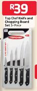 Top Chef 5 Piece Knife And Chopping Board Set