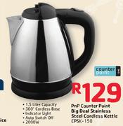 PnP Counter Point Big Deal Stainless Steel Cordless Kettle-CPSK-150