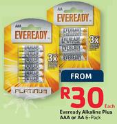 Eveready 6 Pack Alkaline Plus AAA Or AA-Each