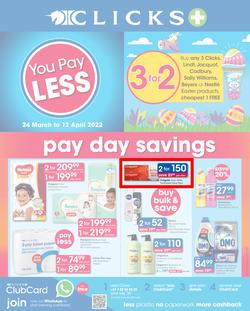 Clicks : You Pay Less (24 March - 12 April 2022), page 1