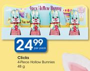 Clicks 4 Piece Hollow Bunnies-48g Per Pack