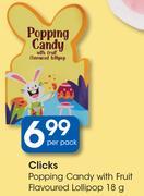 Clicks Popping Candy With Fruit Flavoured Lollipop-18g Per Pack