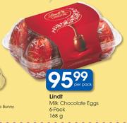 Lindt Milk Chocolate Eggs 6 Pack-168g Per pack