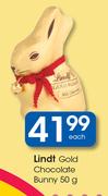 Lindt Gold Chocolate Bunny-50g Each