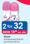 Shield Anti Perspirant Roll On (Incl.Teens)-For 2 x 50ml