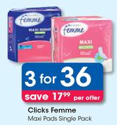 Clicks Femme Maxi Pads Single Pack-For 3