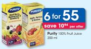 Purity 100% Fruit Juice-For 6 x 200ml