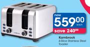 Kambrook 4 Slice Stainless Steel Toaster-Each