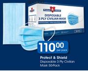 Protect & Shield Disposable 3 Ply Civilian Mask 50 Pack-Per Pack