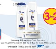 Dove Hair Care Products (Excl.Men+Care)-200ml, 250ml, 350ml, 355ml & 400ml Each