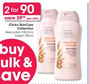 Clicks Skin Care Collection Body Lotion 730ml Or Cream 750ml-For 2
