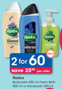 Radox Bodywash 400ml, Foam Bath 500ml Or Handwash 300ml-For 2