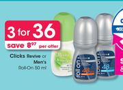 Clicks Revive Or Men's Roll On-For 3 x 50ml