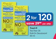Treet-It Tea Tree Oil Roll On Deodorant-For 2 x 50ml