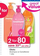 Clicks Shampoo Or Conditioner-For 2 x 1L