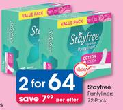 Stayfree Pantyliners 72 Pack-For 2