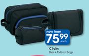 Clicks Black Toiletry Bags-Each