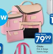 Clicks Pink & Beige Toiletry Bags-Each
