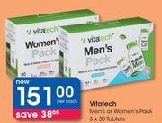 Vitatech Men's Or Women's Pack-3 x 30 Tablets Per Pack