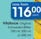 Vitaforce Original Schweden-Bitter 100ml, 200ml Or 500ml-Each