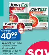 JointEze Pain Relief  Patches 2 Pack, Warming Gel, Massage Oil 125ml Or 60 Capsules-Each