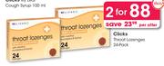 Clicks Throat Lozenges 24 Pack-For 2