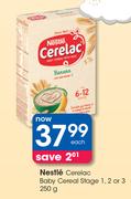 Nestle Cerelac Baby Cereal Stage 1, 2 Or 3-250g Each