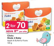 Clicks Made 4 Baby Apple & Butternut Rusks-For 2 x 140g Per Offer