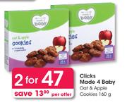 Clicks Made 4 Baby Oat & Apple Cookies-For 2 x 160g Per Offer