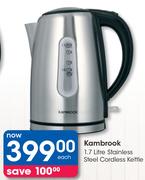 Kambrook 1.7Ltr Stainless Steel Cordless Kettle-Each