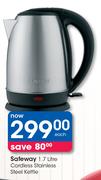 Safeway 1.7Ltr Cordless Stainless Steel Kettle-Each