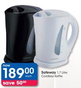 Safeway 1.7Ltr Cordless Kettle-Each