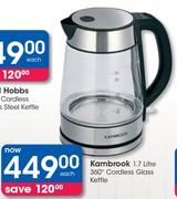 Kambrook 1.7Ltr 360° Cordless Glass Kettle-Each