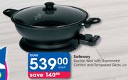 Safeway Electric Wok With Thermostat Control & Tempered Glass Lid-Each