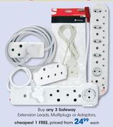 Safeway Extension Leads, Multiplugs Or Adaptors-Each